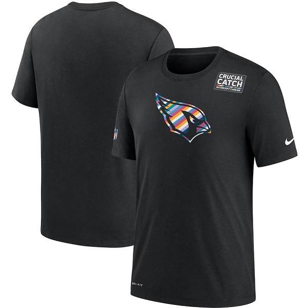 Men's Arizona Cardinals 2020 Black Sideline Crucial Catch Performance T-Shirt